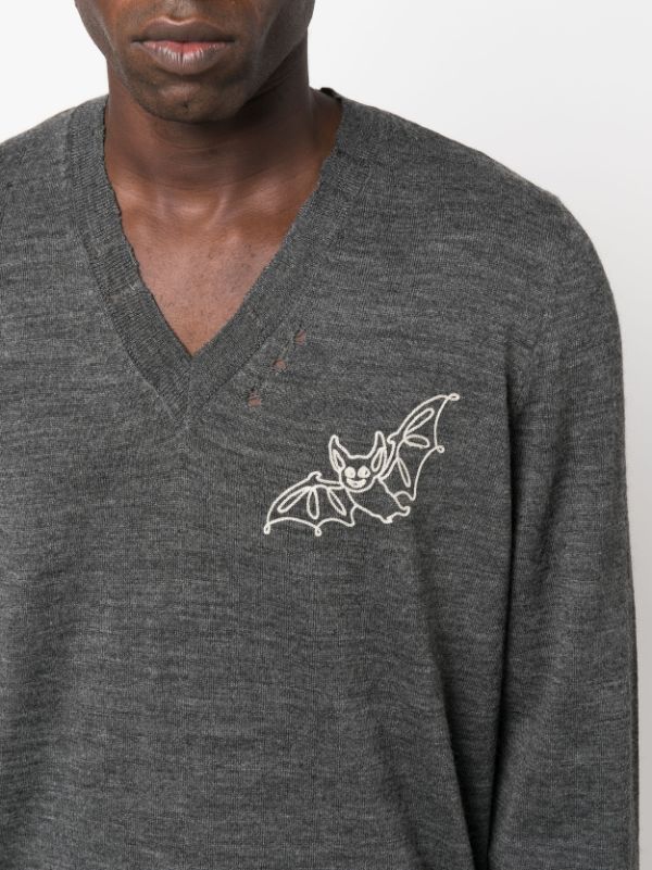 Mélange-Effect Logo-Print Jumper