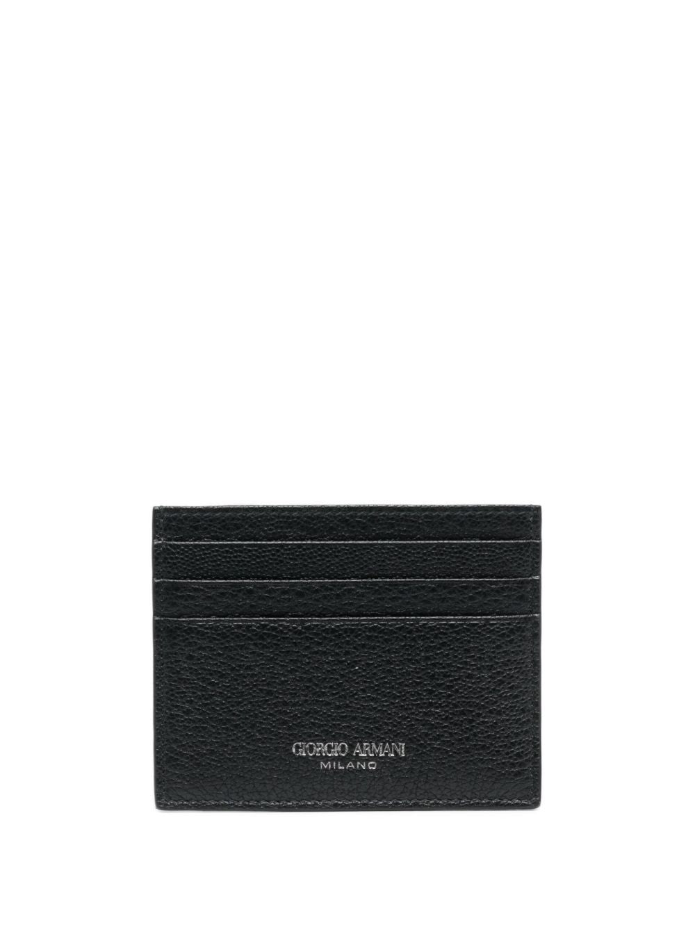 grained-textured leather card holder