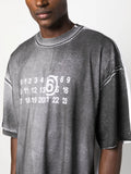 Numbers-Motif Two-Tone Cotton T-Shirt
