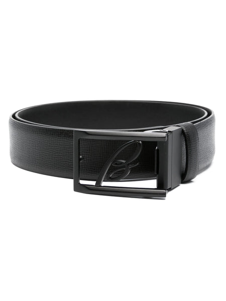 Tonal Logo-Buckle Leather Belt