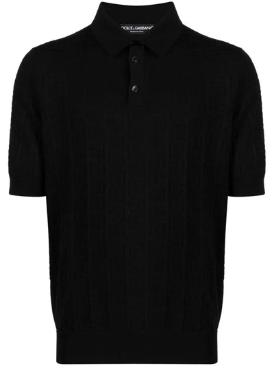 Monogram-Jacquard Silk Polo Shirt