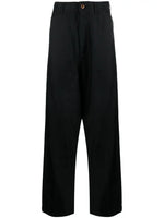 High-Waisted Twill Drop-Crotch Trousers