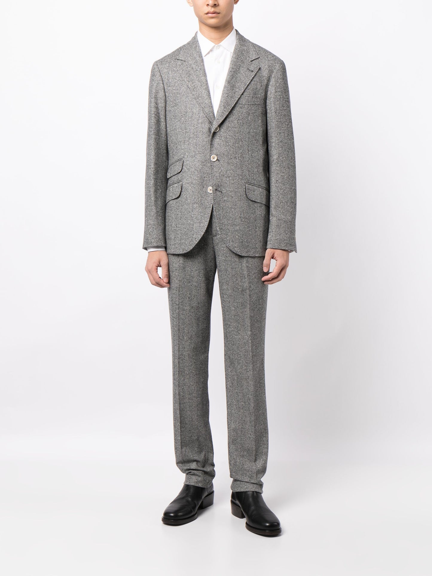 Wool-Blend Herringbone Two-Piece Suit