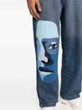Face-Patchwork Straight-Leg Jeans
