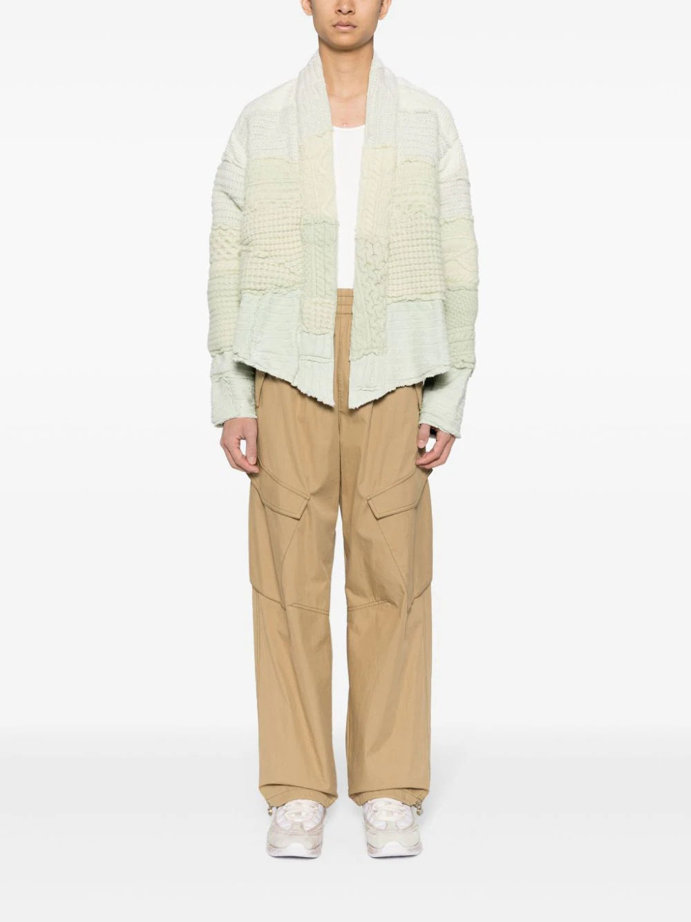 Patchwork-Knit Wool Jacket
