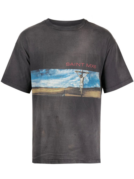 Painterly-Print Cotton T-Shirt