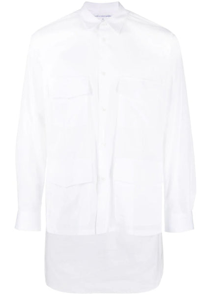 Asymmetric-Hem Cotton Shirt