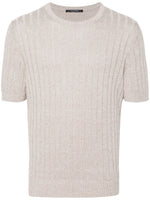 Ribbed-Egde Ribbed-Knit T-Shirt