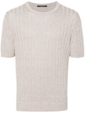 Ribbed-Egde Ribbed-Knit T-Shirt