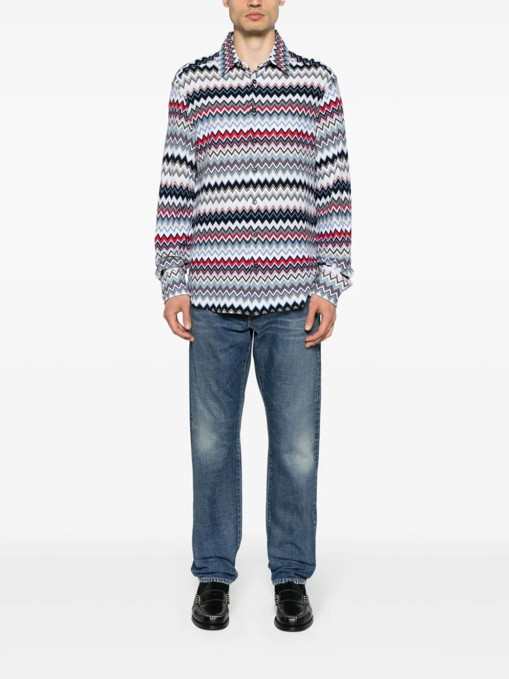 Chevron-Knit Cotton Shirt