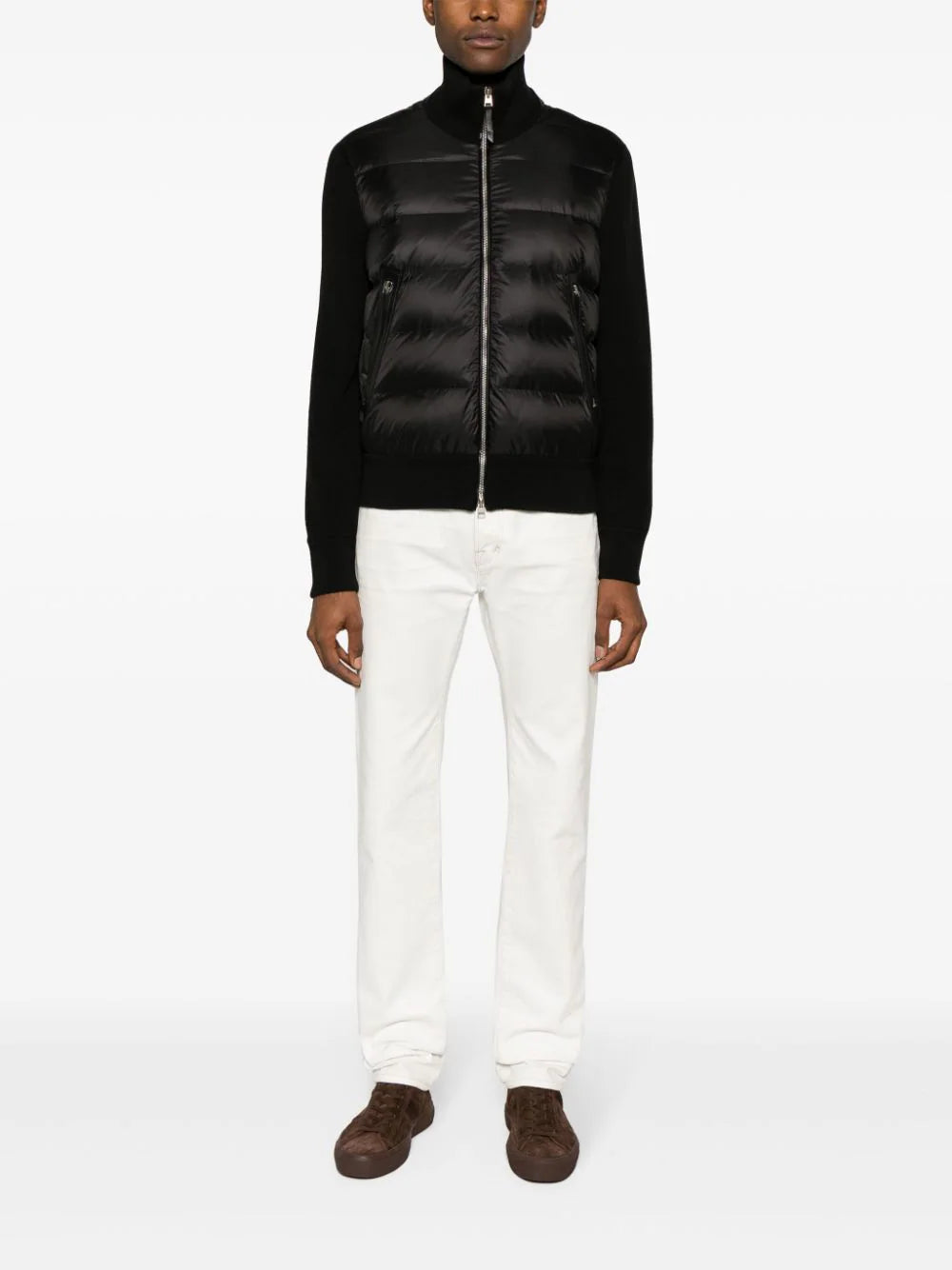 Padded-Panel Knitted Jacket