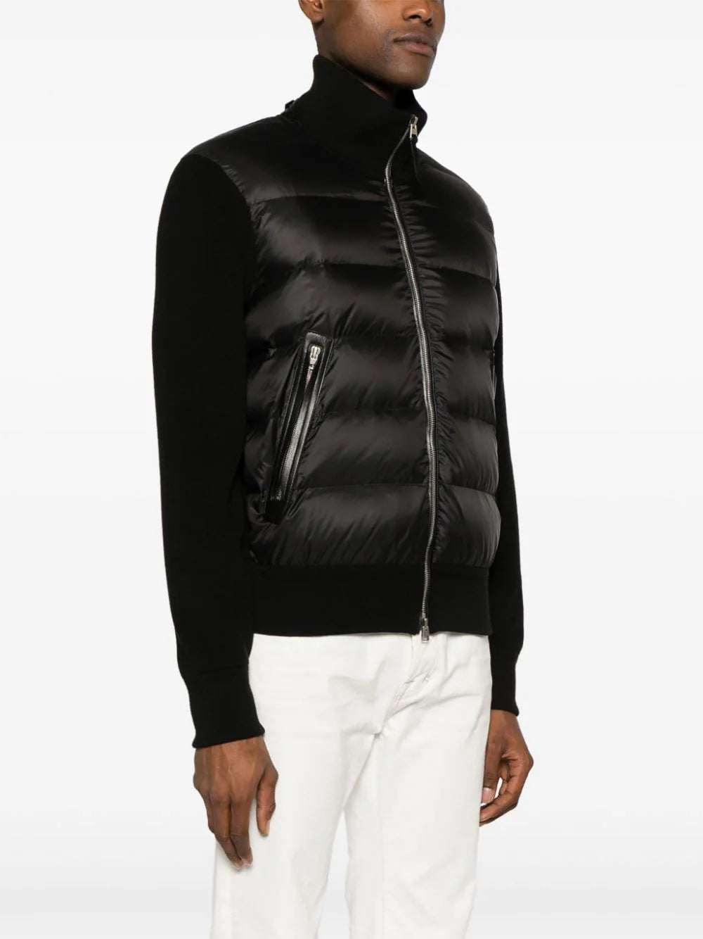 Padded-Panel Knitted Jacket