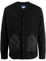 Quilted-Panel V-Neck Jacket