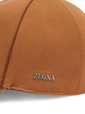 Zegna Cotton Wool Mix Side Logo Cap Brown