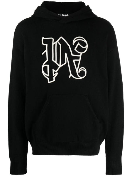 Monogram-Embroidered Knitted Hoodie