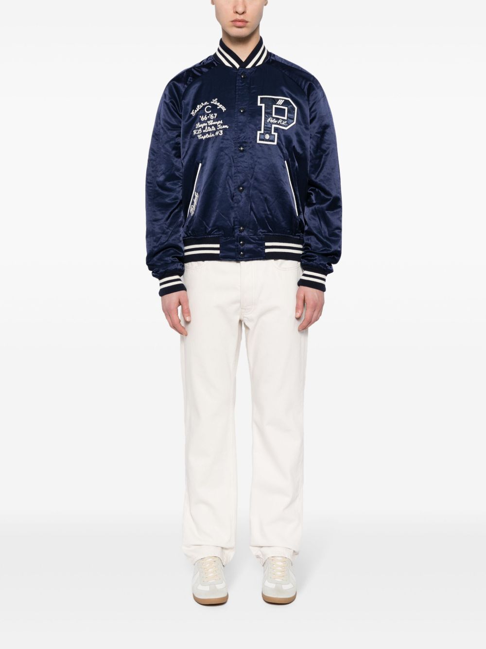 Logo-Appliqué Satin Bomber Jacket