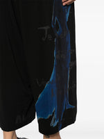 Graphic-Print Cropped Velvet Trousers