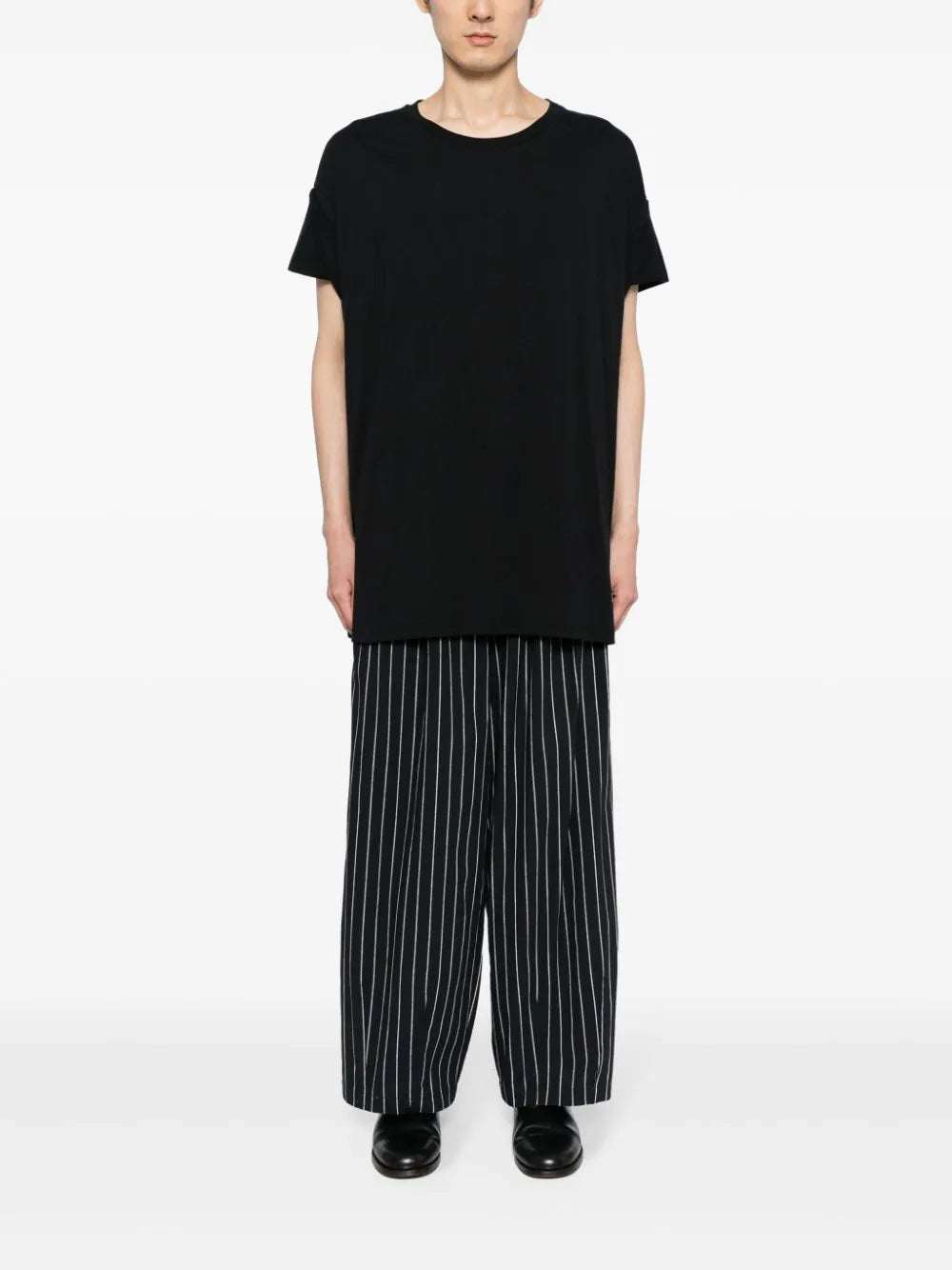Pinstripe-Pattern Wide-Leg Trousers