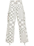 Distressed Checked Straight Trousers