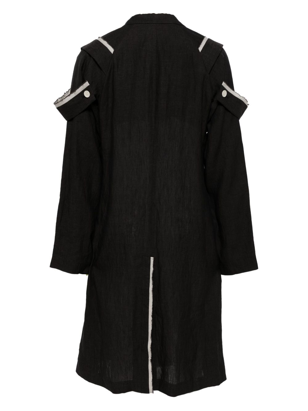 Contrast-Trim Ramie Coat