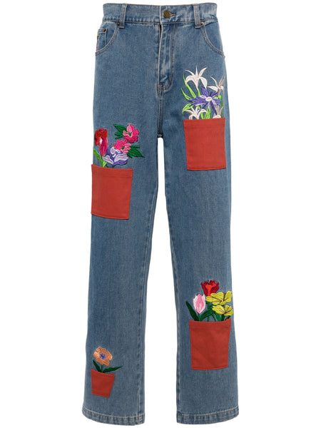 Flower Pots Straight-Leg Jeans