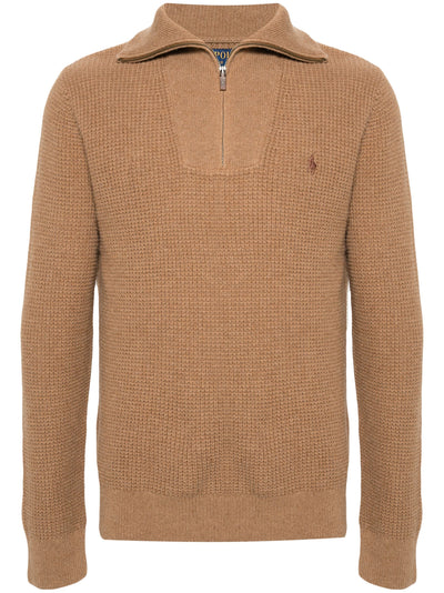 Waffle Knit Zip-Up Jumper