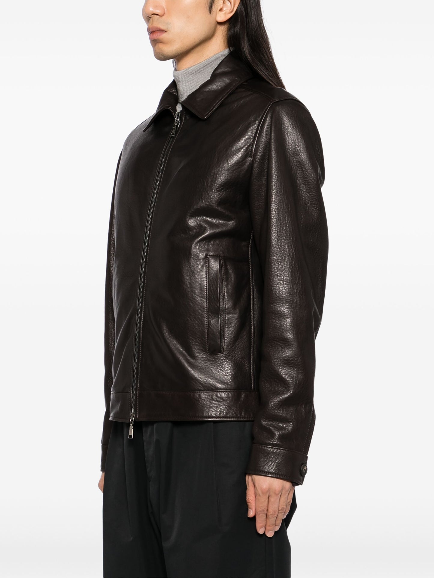 Zip-Up Leather Jacket