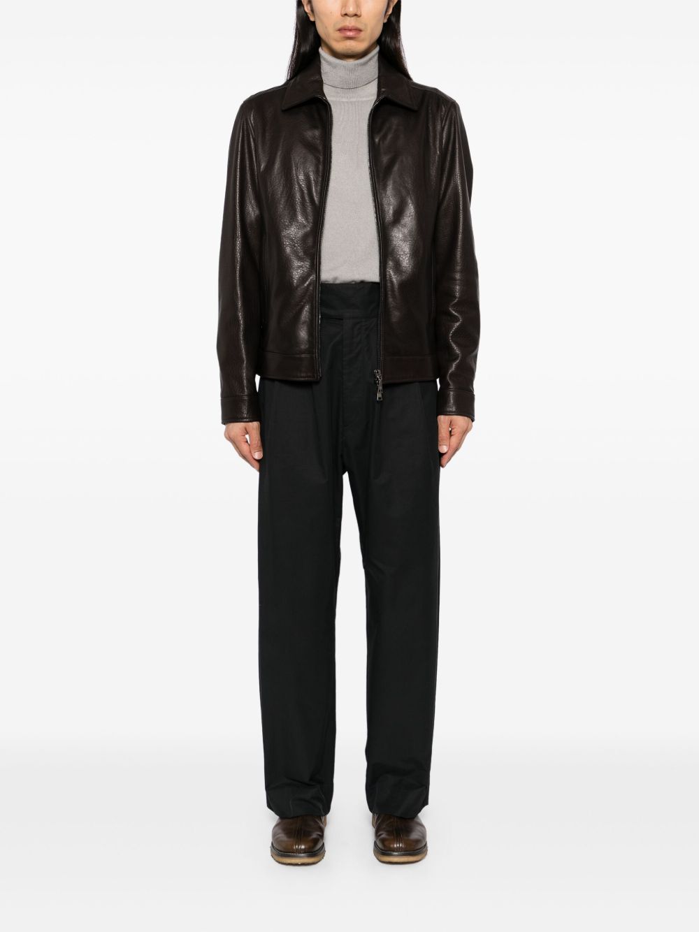 Zip-Up Leather Jacket