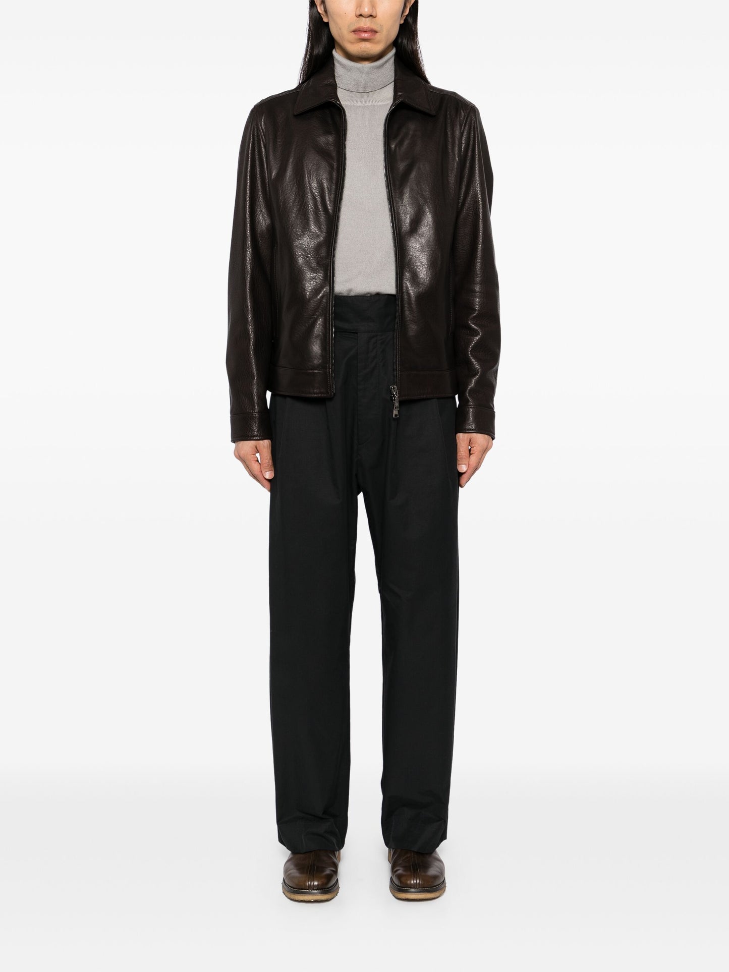 Zip-Up Leather Jacket