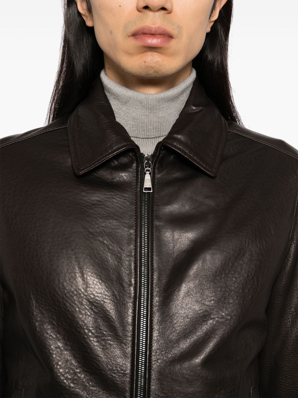 Zip-Up Leather Jacket