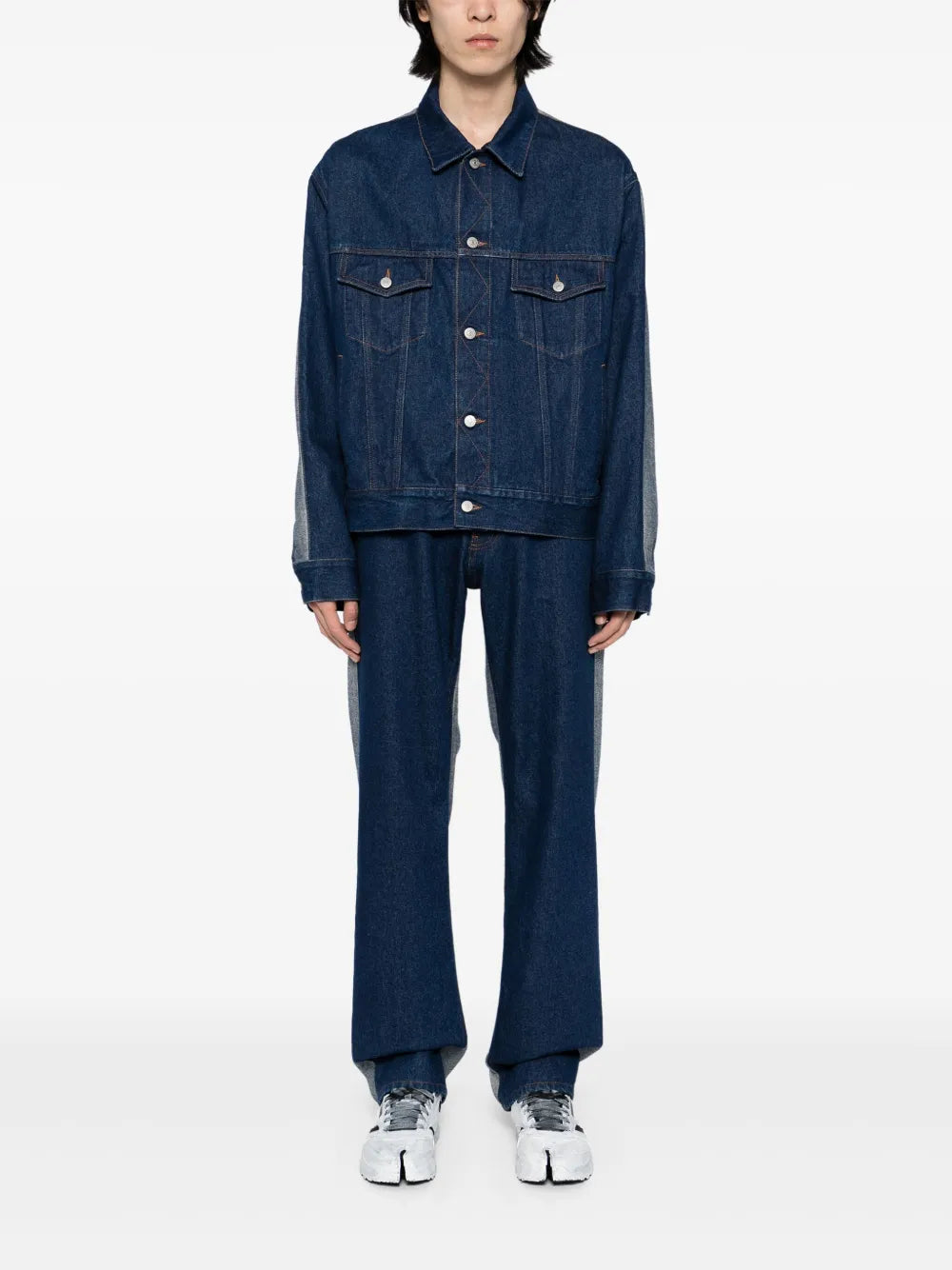 Patched Straight-Leg Jeans