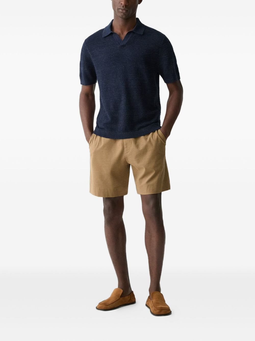 linen-blend polo shirt