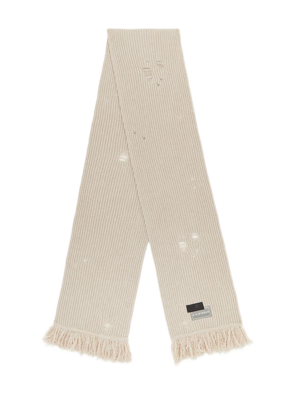 ribbed frayed-edge scarf
