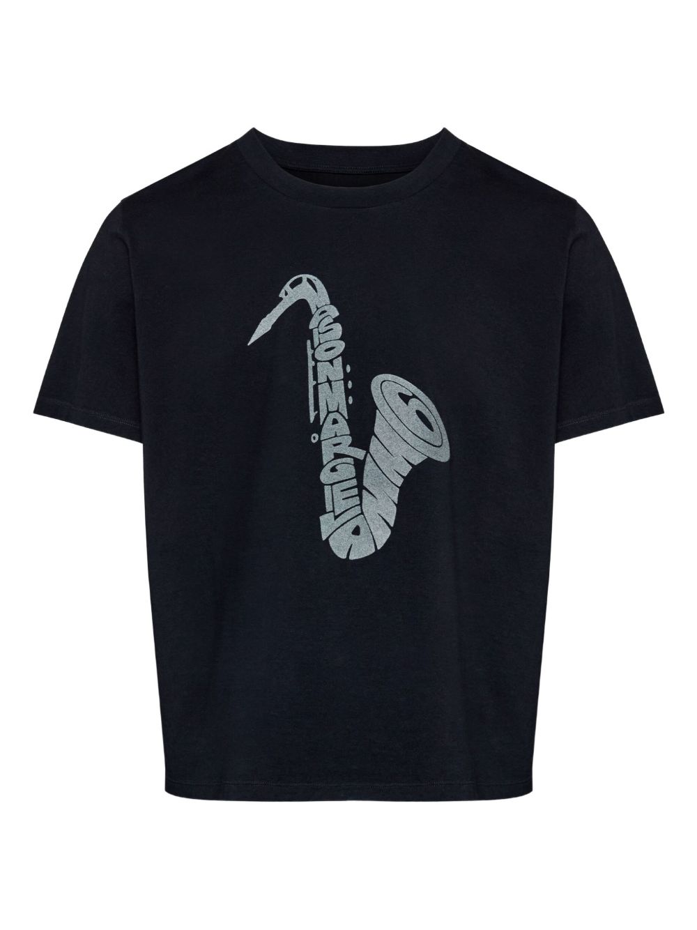 saxophone-print T-shirt