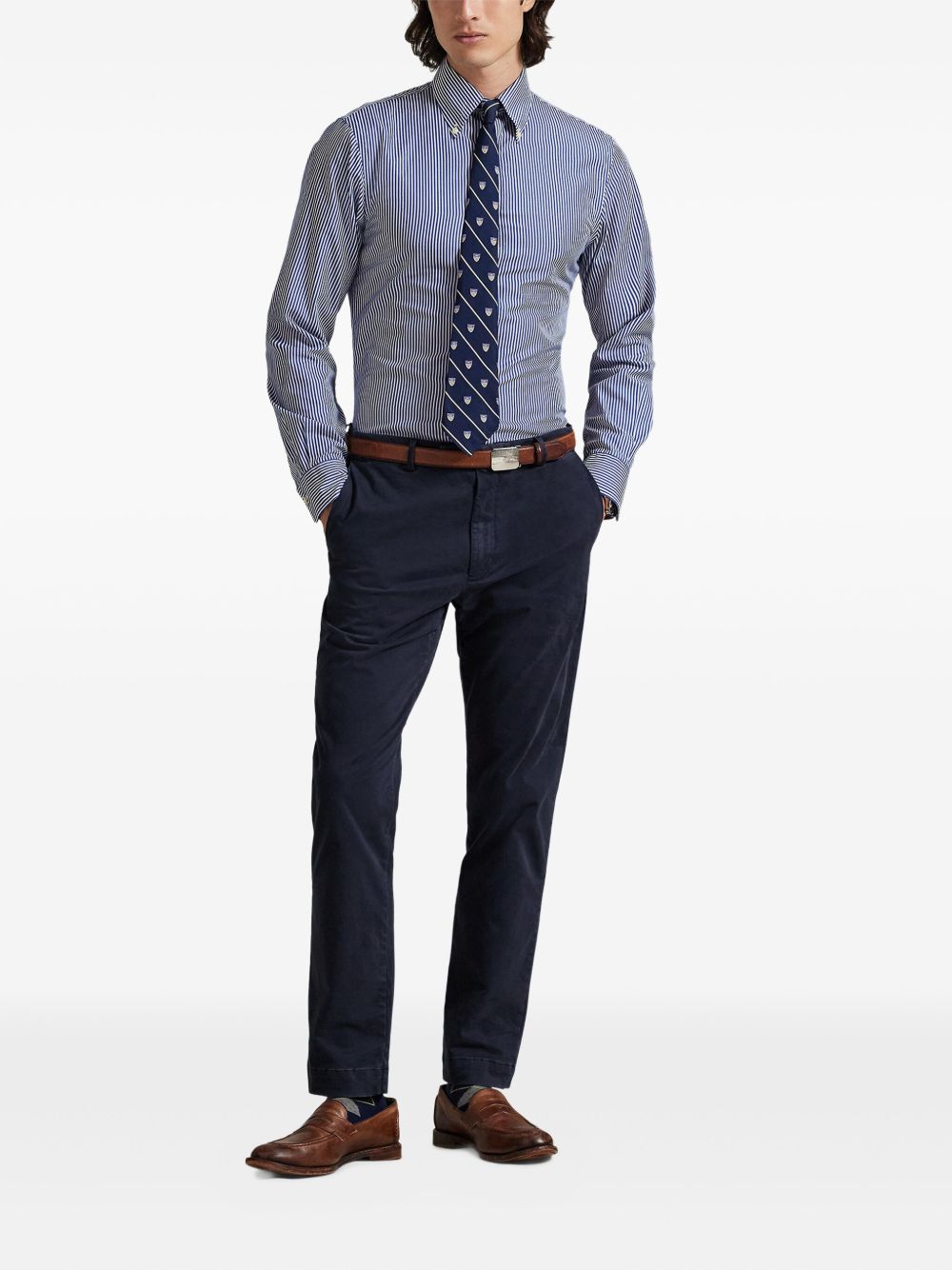 side-pocket flat-front trousers