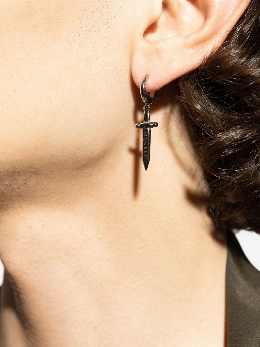 cross-charm dagger earring