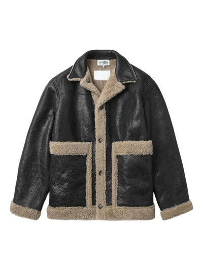 Lambskin Shearling-Panel Jacket