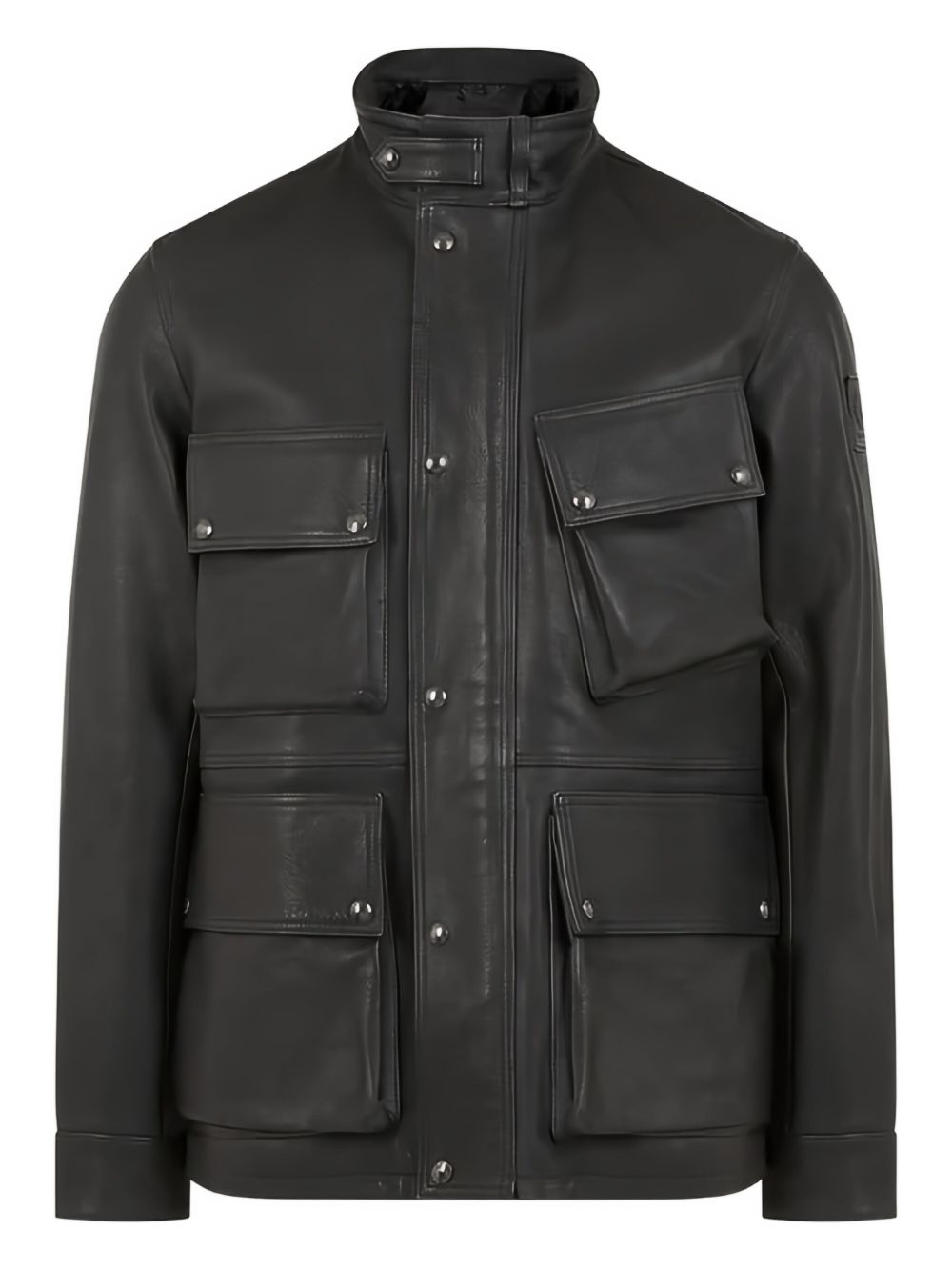 multiple-pocket leather jacket
