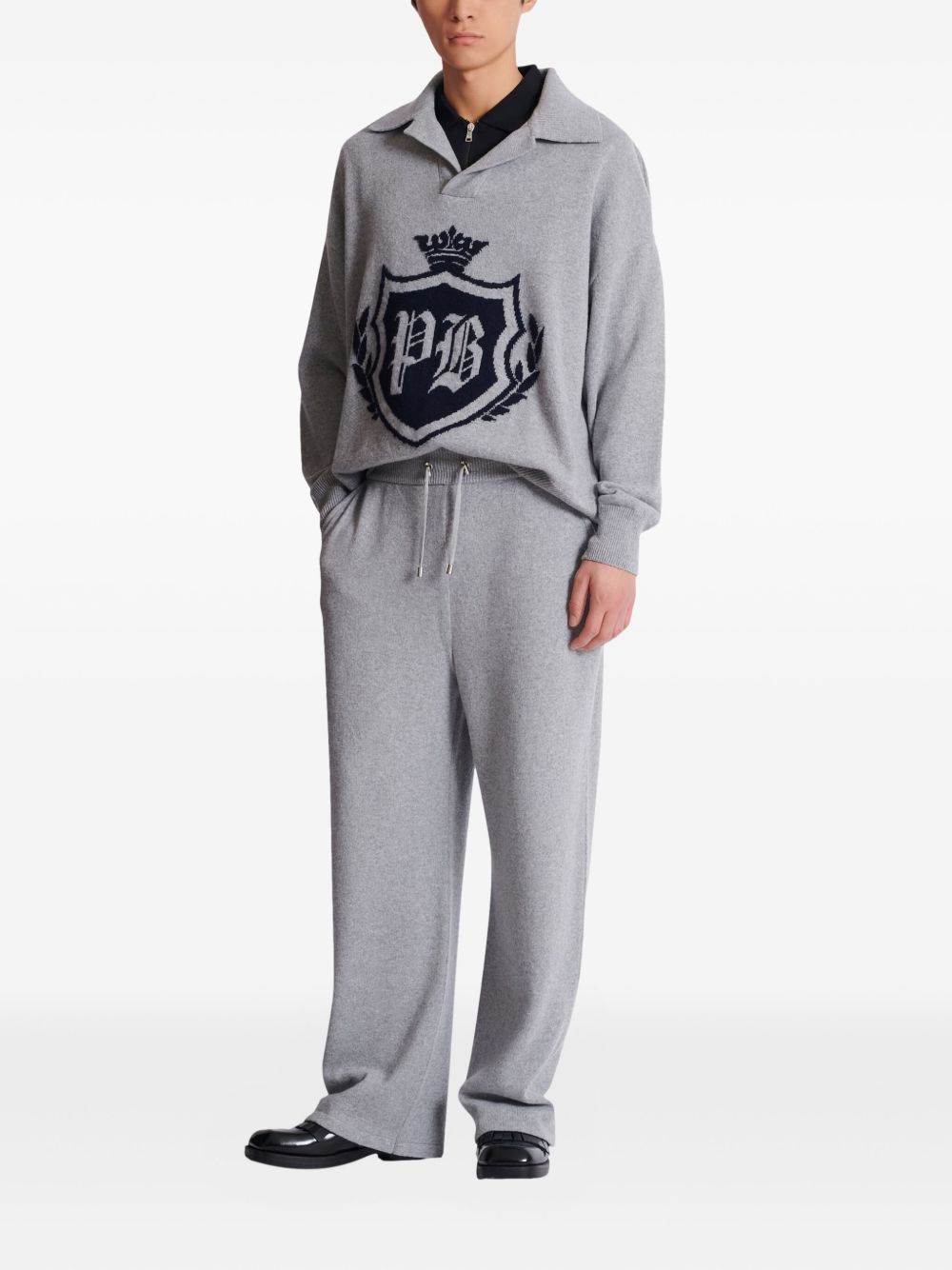 recycled cashmere-wool blend track pants