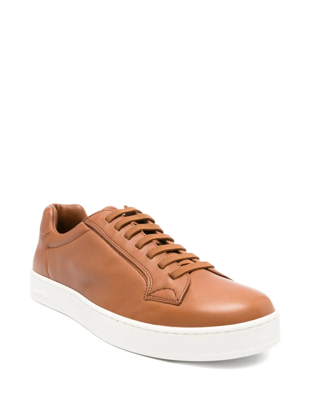 Elastic-Lace Leather Sneakers