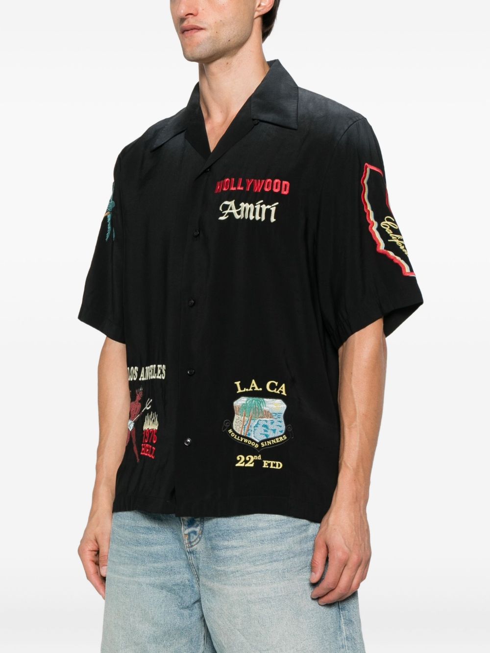 embroidered-details short-sleeve shirt