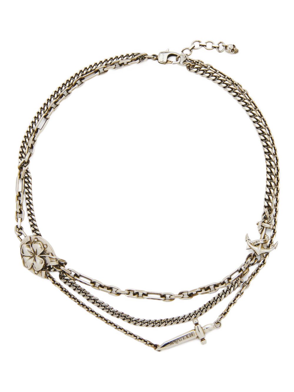 chain-link flower dagger necklace