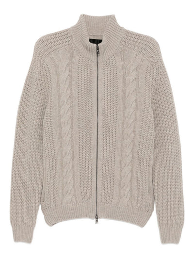 Cable-Knit Zip-Up Cardigan