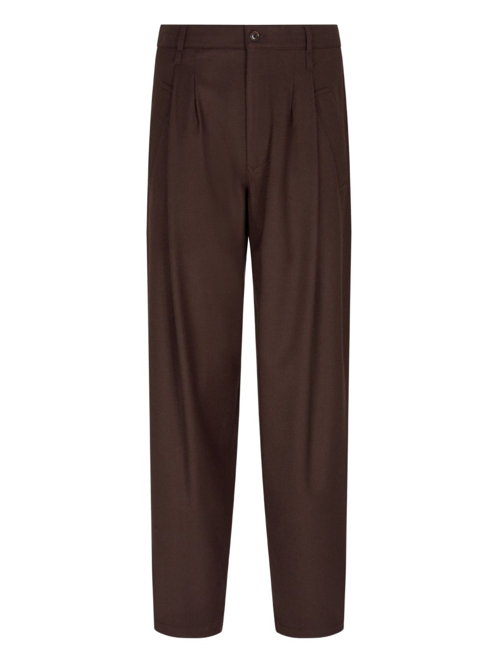 pleated-front wool trousers