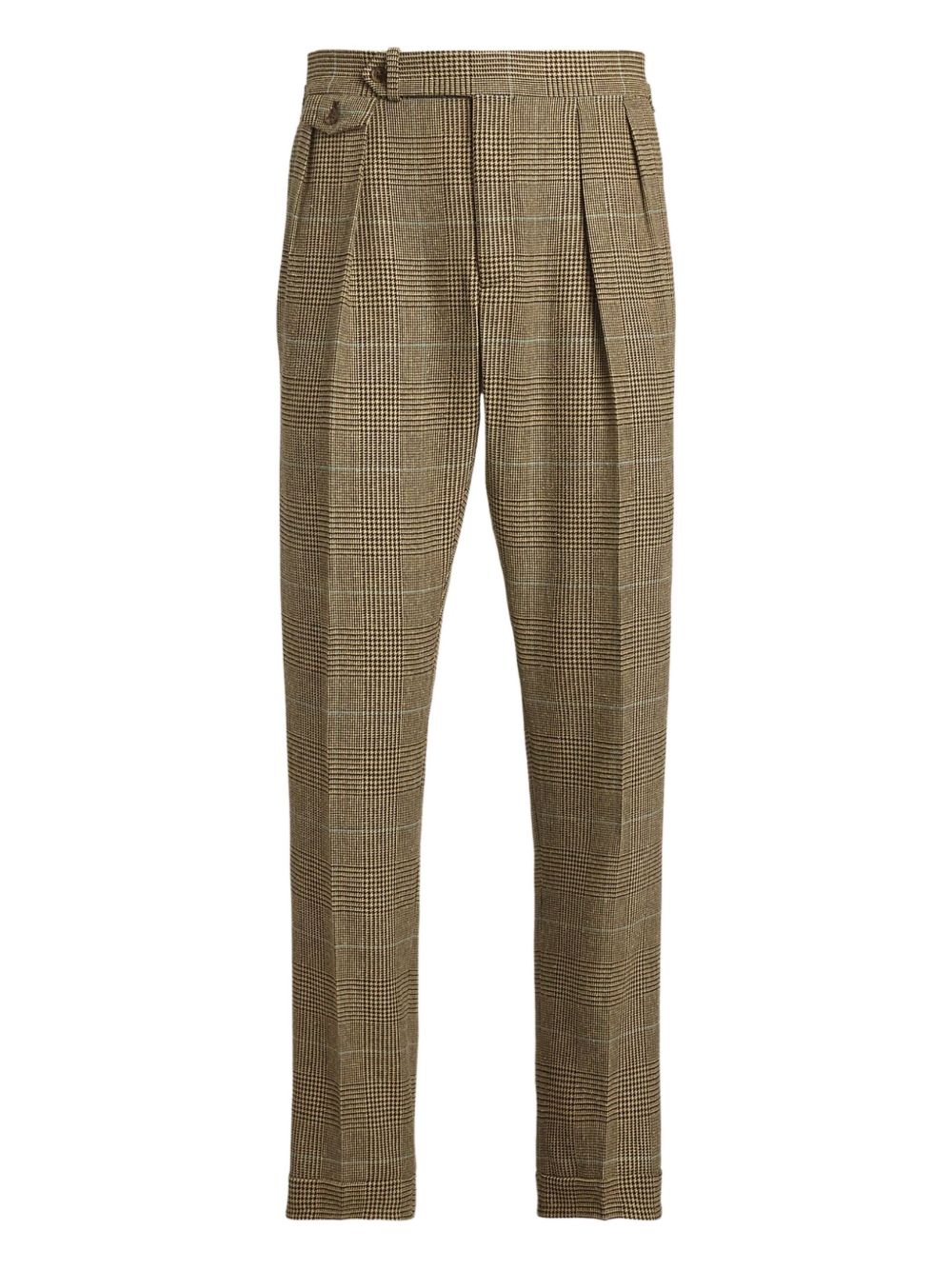 pleated check trousers