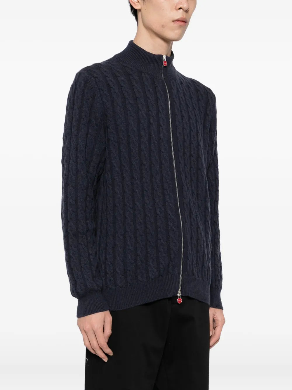 Cable-Knit Zip-Up Cardigan