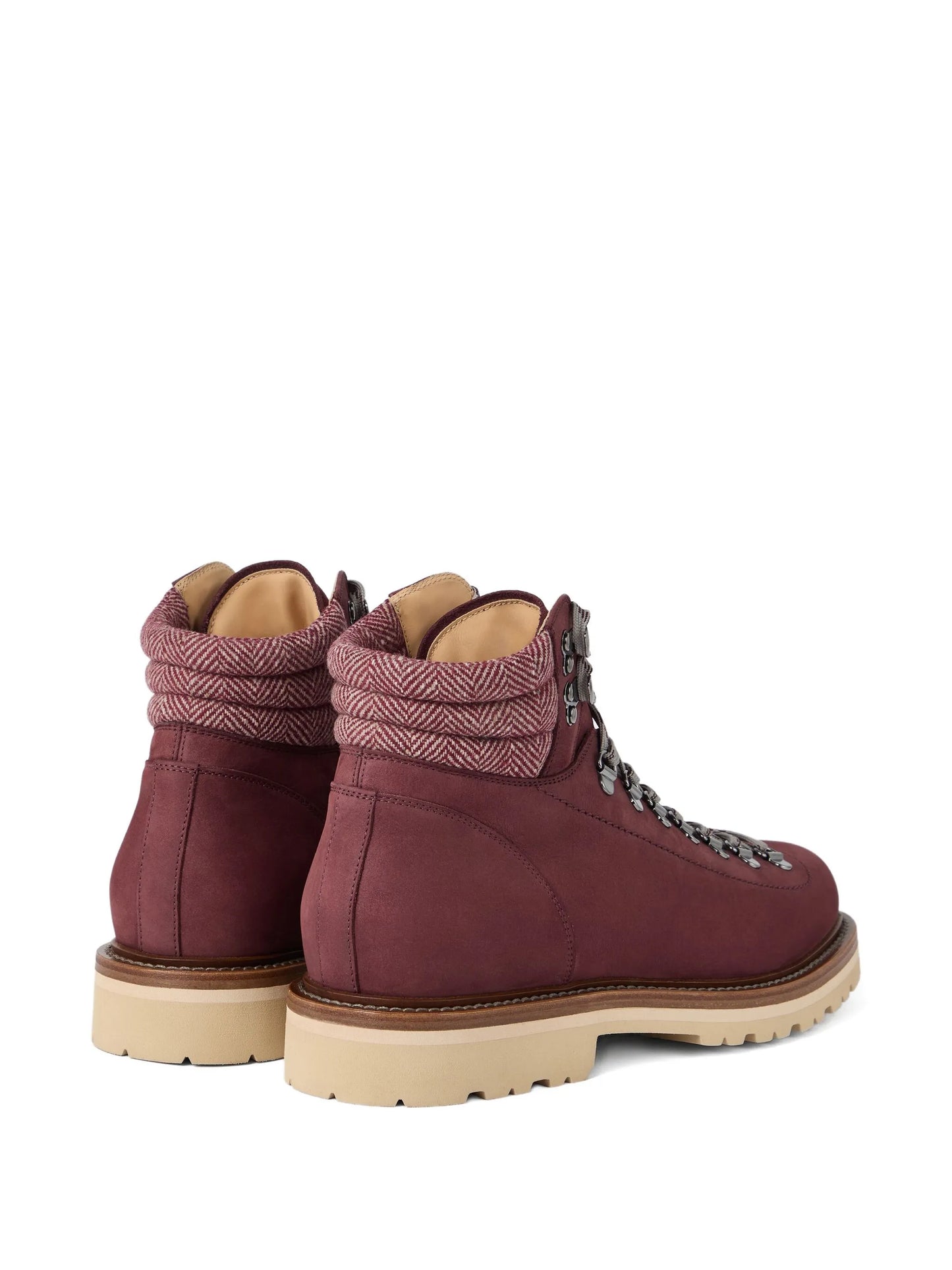 Lace-Up Herringbone-Detail Boots