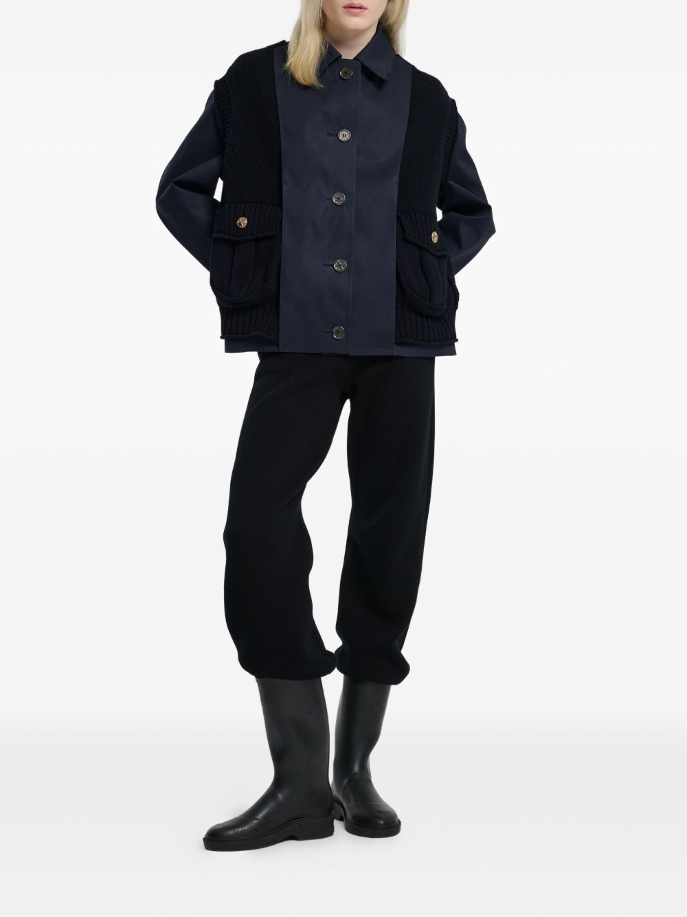 cashmere-paneled cotton raincoat