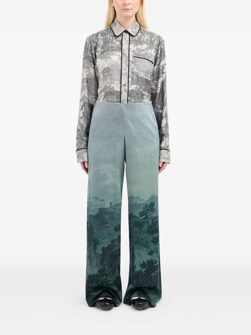 landscape-print trousers