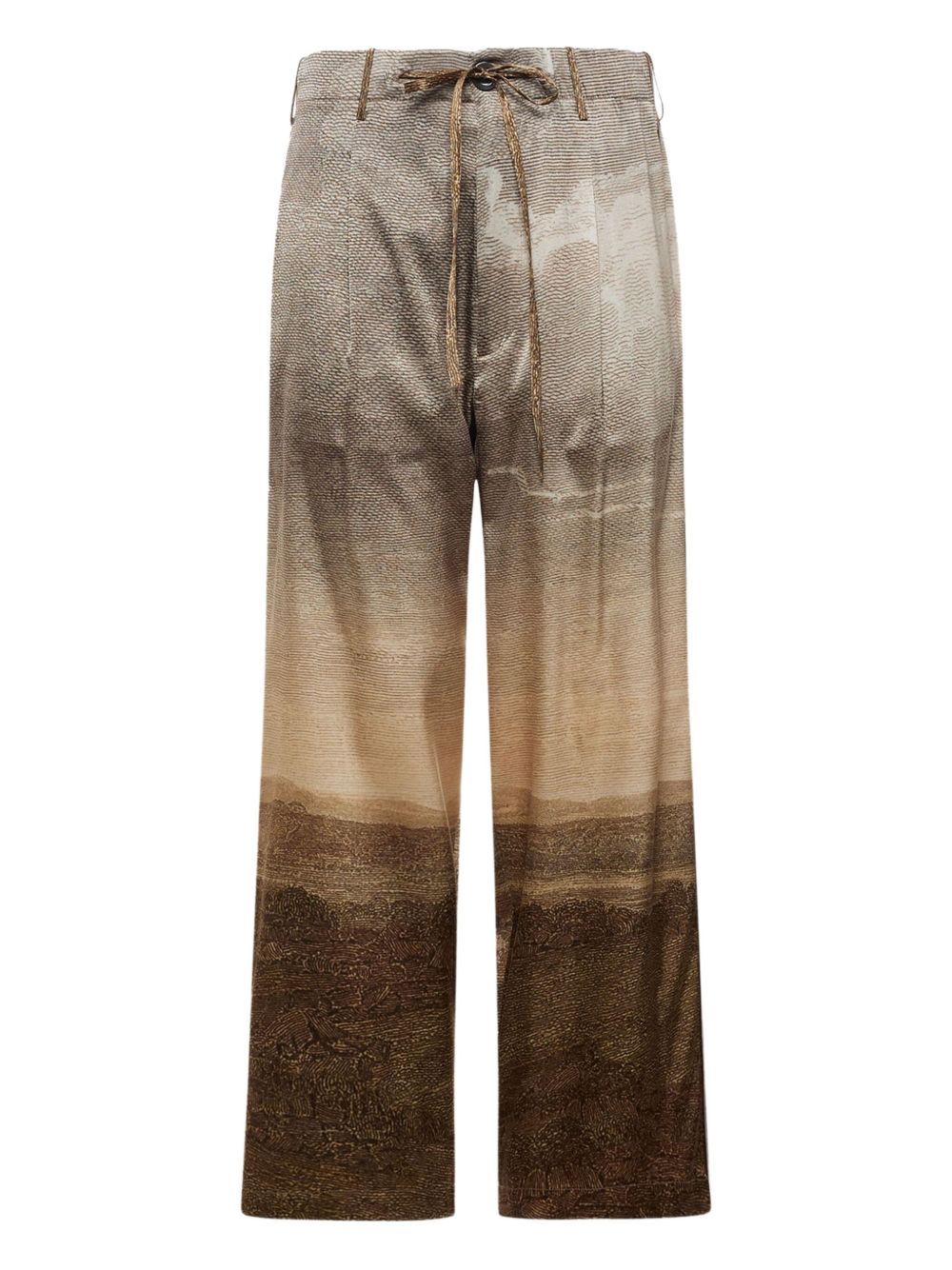 landscape-print drawstring-waist trousers